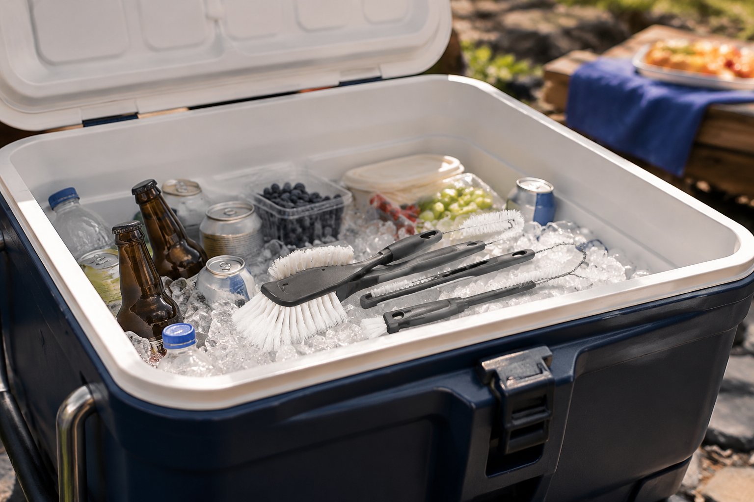 Cooler Cleaning Brush Kit in an outdoor setting